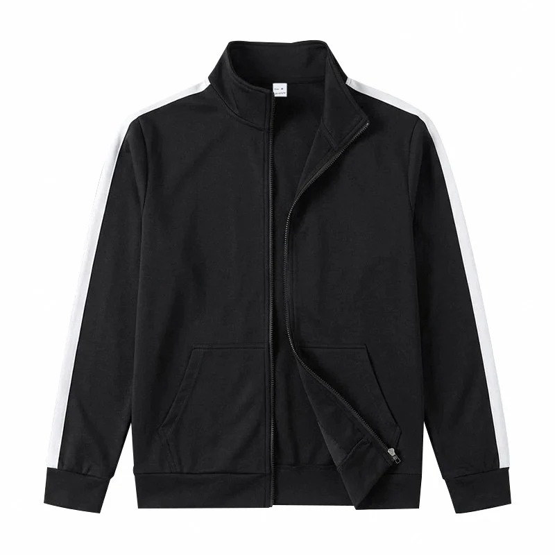 Herren Retro-Trackjacke mit Kontraststreifen und Stehkragen Nord Taschen