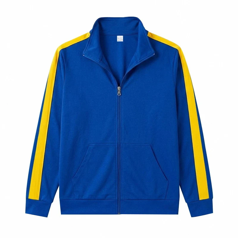 Herren Retro-Trackjacke mit Kontraststreifen und Stehkragen Nord Taschen