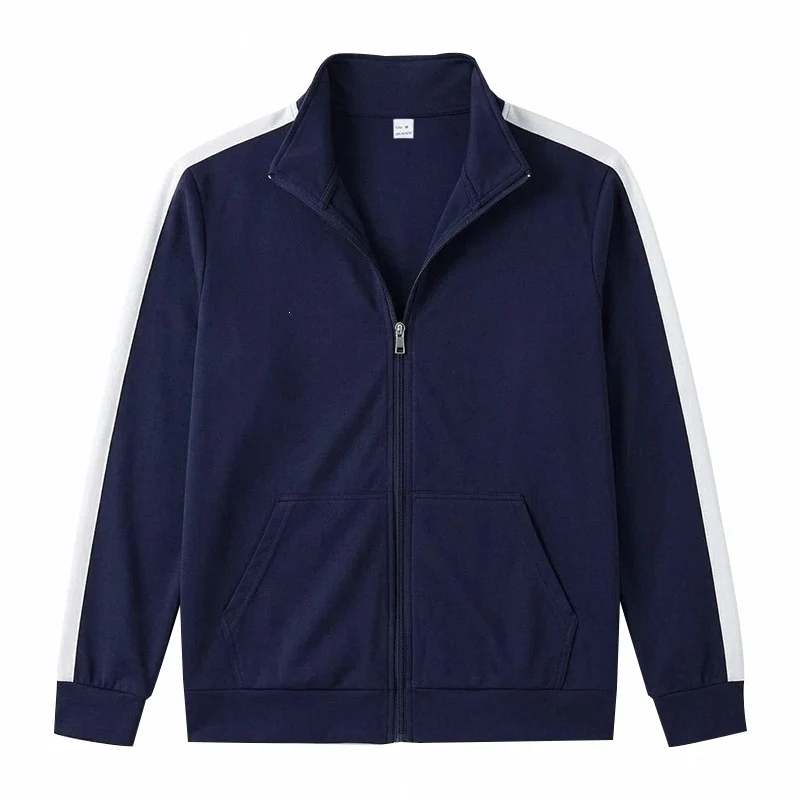 Herren Retro-Trackjacke mit Kontraststreifen und Stehkragen Nord Taschen