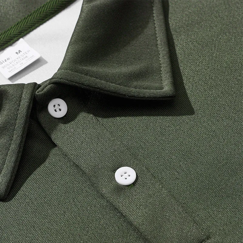 Herren Relaxed Polo-Sweatshirt mit Druckknopf-Blende und Kontrastarmdetails Nord Taschen