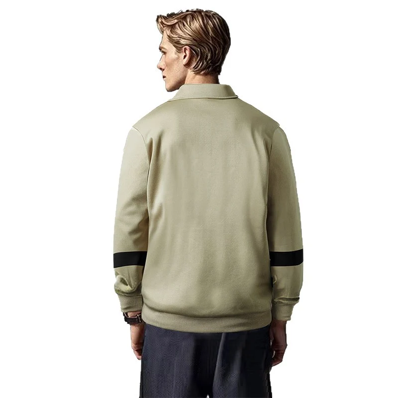 Herren Relaxed Polo-Sweatshirt mit Druckknopf-Blende und Kontrastarmdetails Nord Taschen