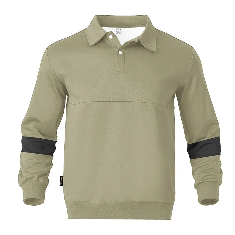 Herren Relaxed Polo-Sweatshirt mit Druckknopf-Blende und Kontrastarmdetails Nord Taschen