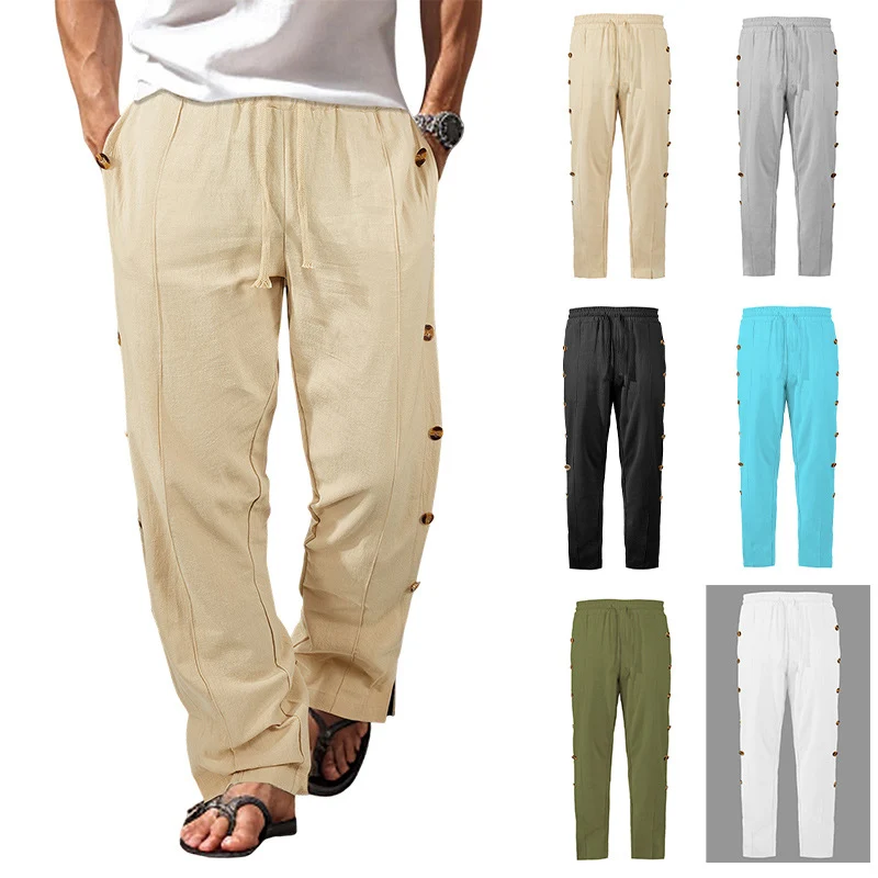 Herren Relaxed-Fit Freizeithose mit seitlichen Zierknopfleisten, elastischem Bund und Kordelzug Nord Taschen