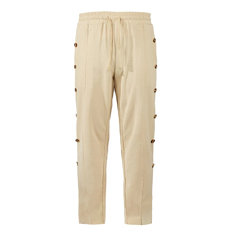 Herren Relaxed-Fit Freizeithose mit seitlichen Zierknopfleisten, elastischem Bund und Kordelzug Nord Taschen