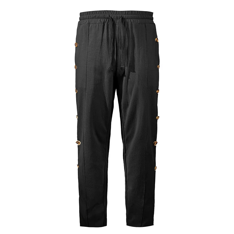 Herren Relaxed-Fit Freizeithose mit seitlichen Zierknopfleisten, elastischem Bund und Kordelzug Nord Taschen