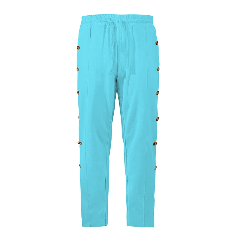 Herren Relaxed-Fit Freizeithose mit seitlichen Zierknopfleisten, elastischem Bund und Kordelzug Nord Taschen