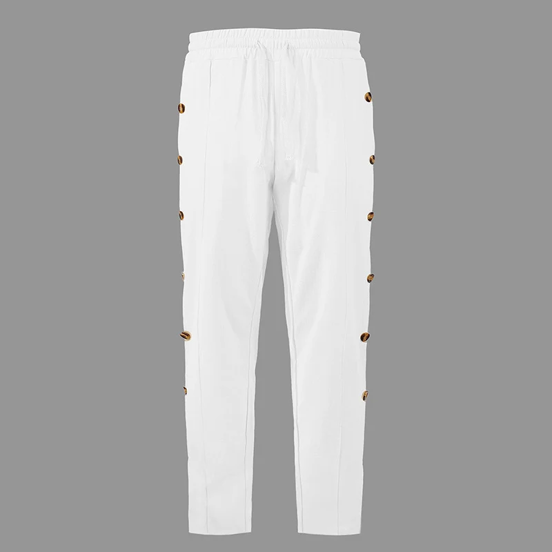 Herren Relaxed-Fit Freizeithose mit seitlichen Zierknopfleisten, elastischem Bund und Kordelzug Nord Taschen