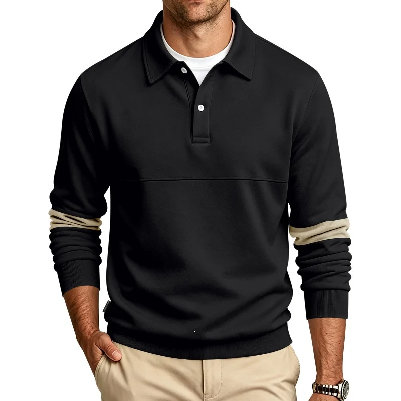 Herren Poloshirt-Pullover mit Brustnaht und Kontraststreifen an den Ärmeln Nord Taschen