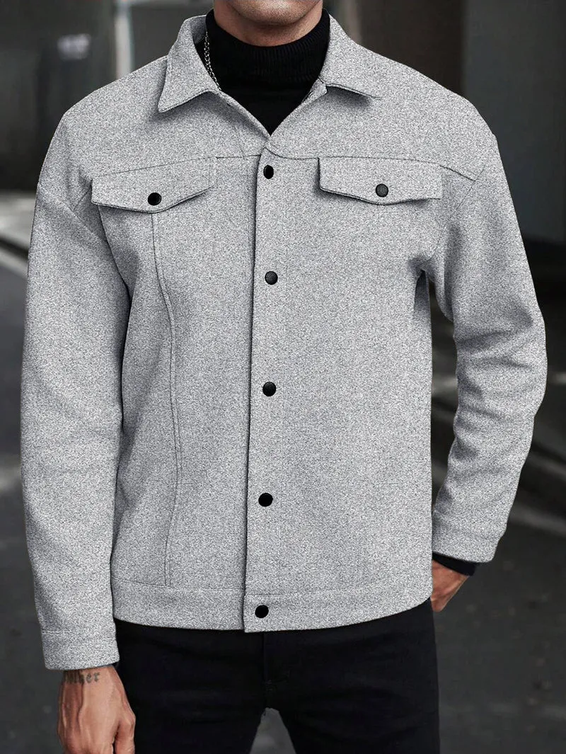 Herren Overshirt-Jacke im Trucker-Stil mit Wollmix-Optik und Druckknöpfen Nord Taschen