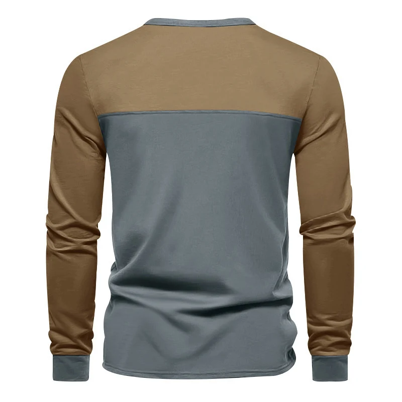 Herren Modernes Henley-Shirt mit Farbblock-Schulterpartie und Halbknopfleiste Nord Taschen