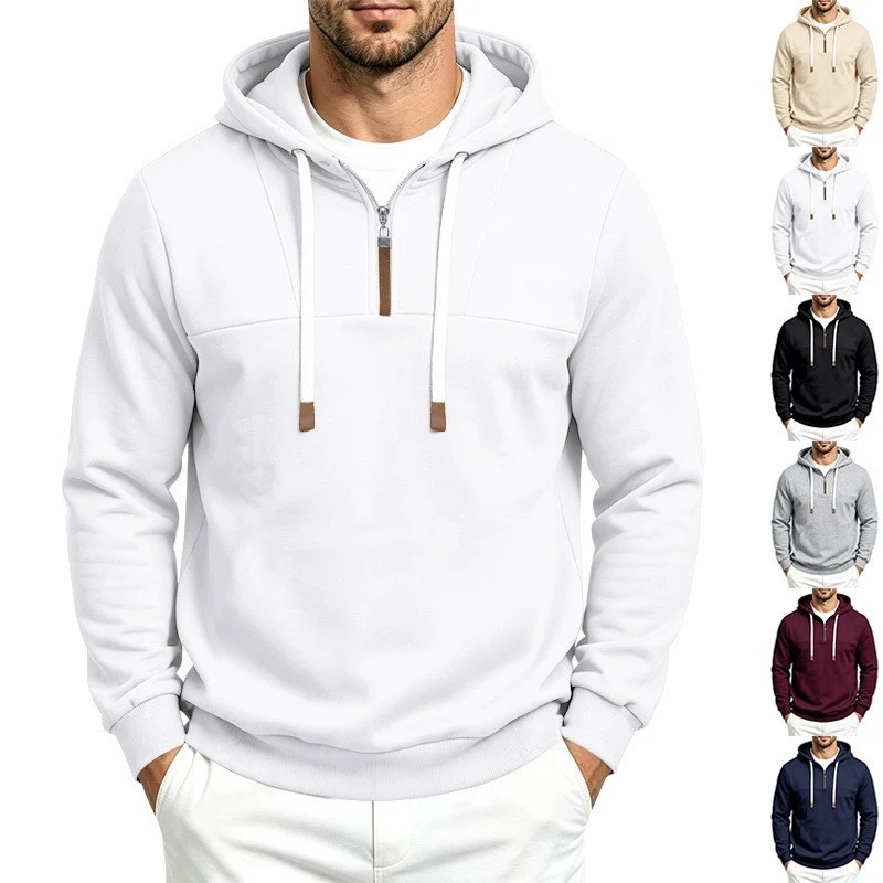 Herren Moderner Halbzip-Hoodie aus French Terry mit Zierriegel und Kordelzug Nord Taschen