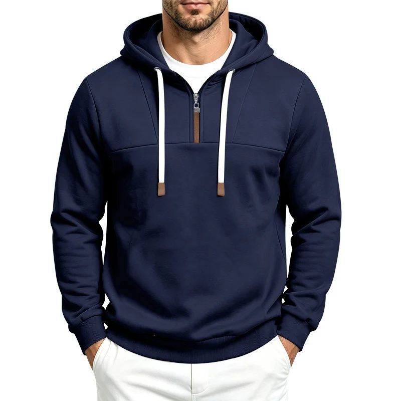 Herren Moderner Halbzip-Hoodie aus French Terry mit Zierriegel und Kordelzug Nord Taschen