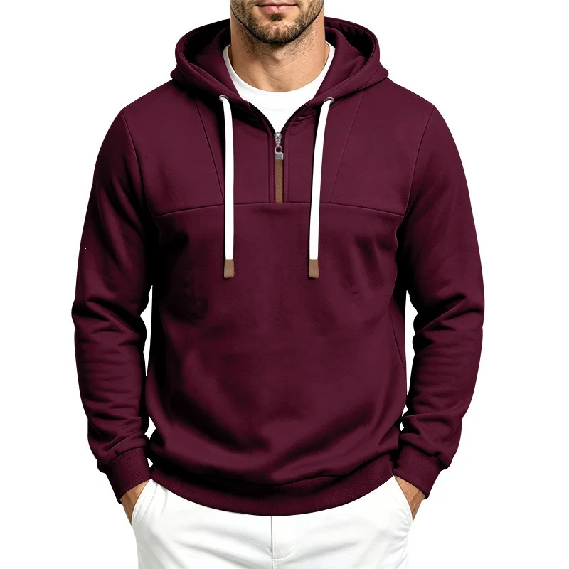 Herren Moderner Halbzip-Hoodie aus French Terry mit Zierriegel und Kordelzug Nord Taschen