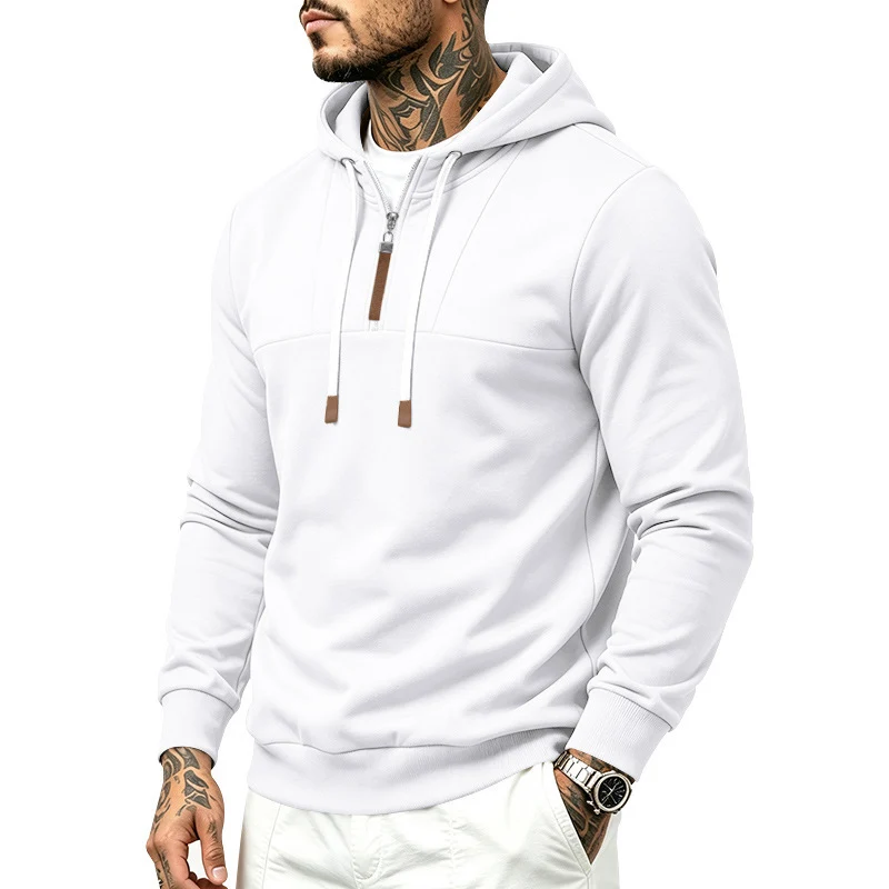 Herren Moderner Halbzip-Hoodie aus French Terry mit Zierriegel und Kordelzug Nord Taschen