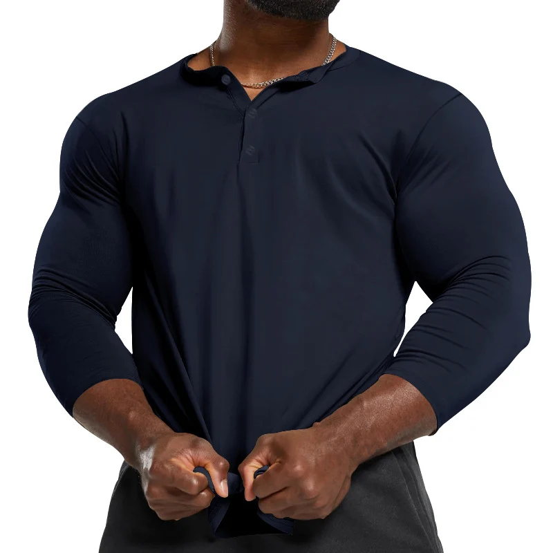 Herren Longsleeve Henley aus leichter Baumwollmischung Nord Taschen