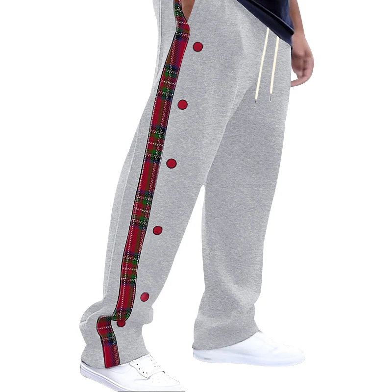 Herren lockere Jogginghose mit seitlichem Karostreifen und Druckknopfleiste Nord Taschen