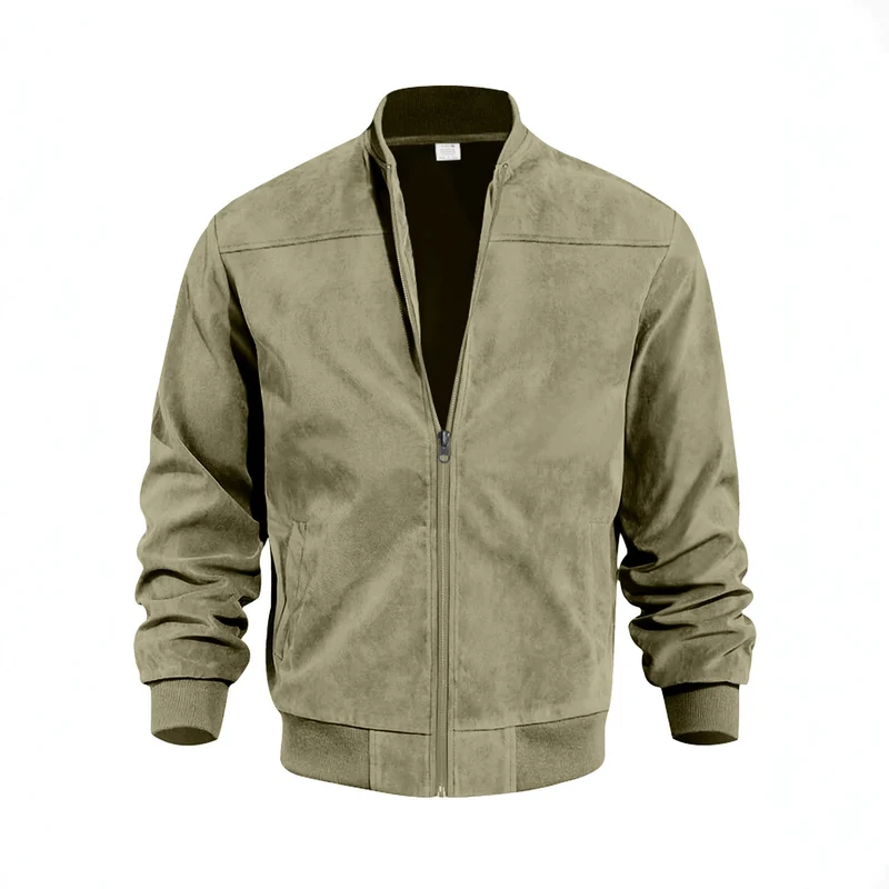 Herren Leichte Bomberjacke im Velours-Look mit Reißverschluss und Rippbündchen Nord Taschen