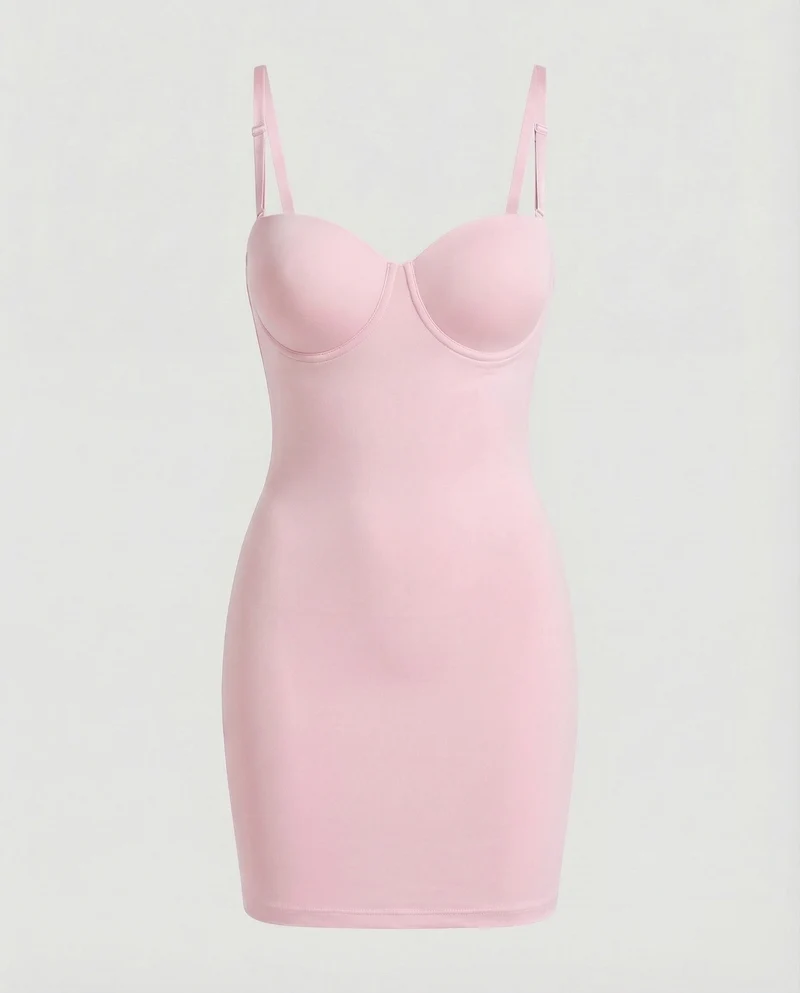 Damen nan figurformendes Shapewear-Kleid mit integrierten Bügelcups, nahtloser Taillen- und Hüftformung und verstellbaren Trägern