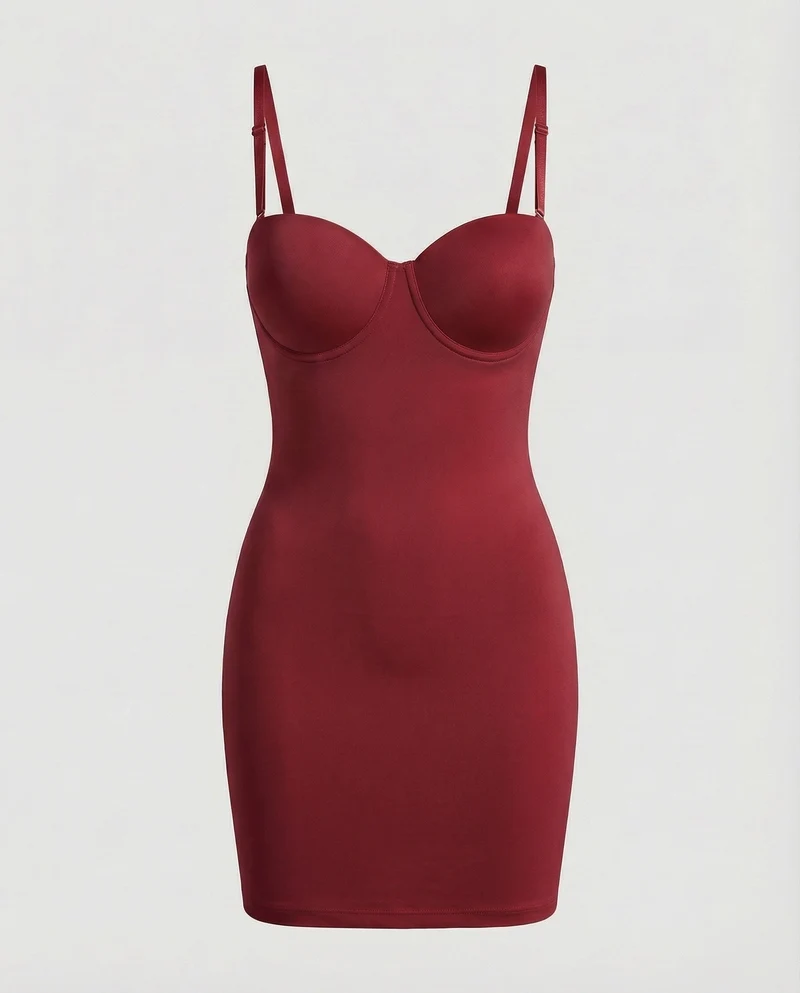 Damen nan figurformendes Shapewear-Kleid mit integrierten Bügelcups, nahtloser Taillen- und Hüftformung und verstellbaren Trägern