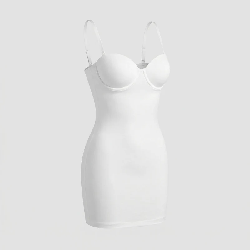 Damen nan figurformendes Shapewear-Kleid mit integrierten Bügelcups, nahtloser Taillen- und Hüftformung und verstellbaren Trägern