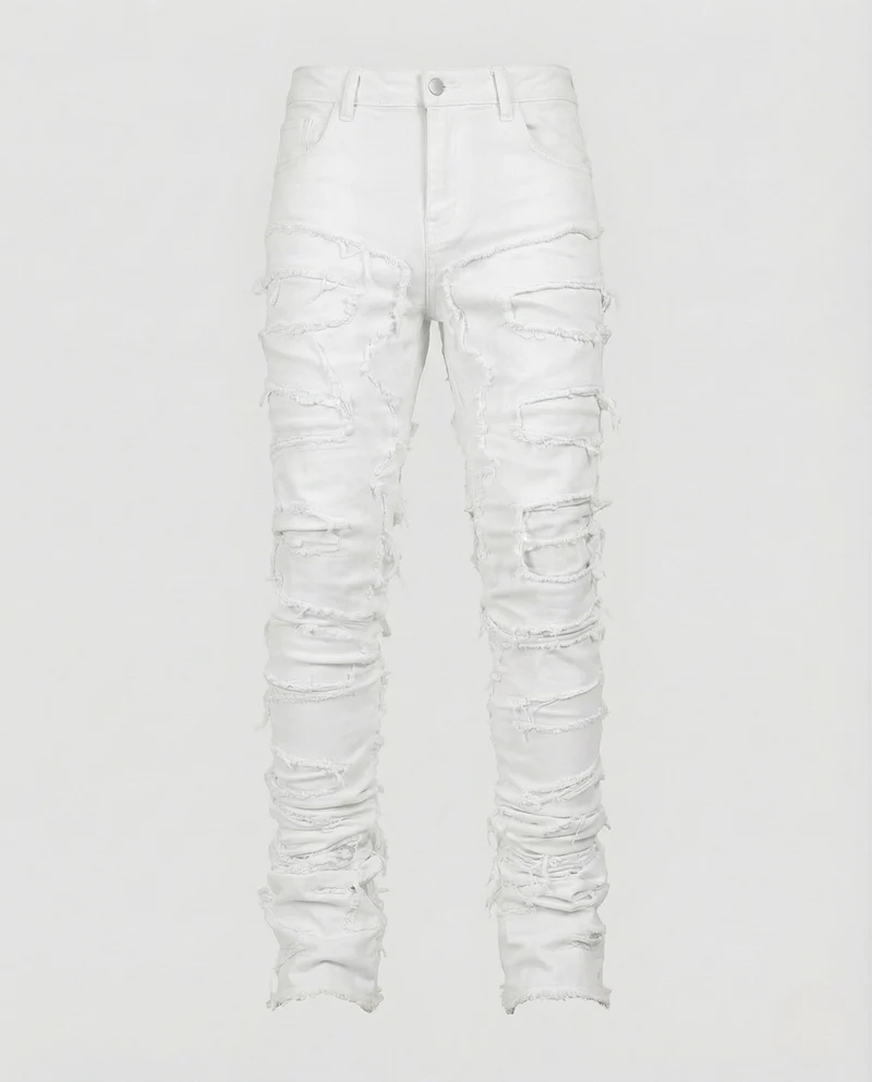Herren Slim Fit Jeans mit Fransenstreifen