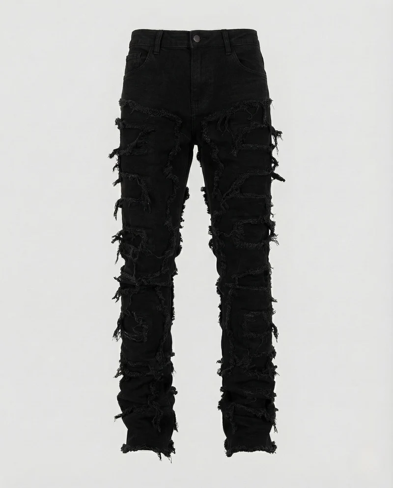 Herren Slim Fit Jeans mit Fransenstreifen