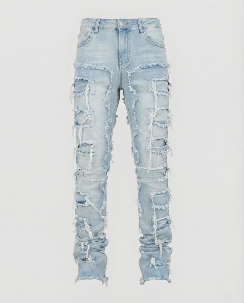 Herren Slim Fit Jeans mit Fransenstreifen