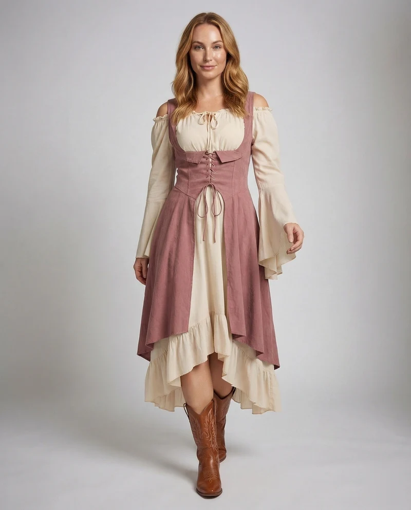 Damen Wickel-Palazzohose mit hohem Smockbund und fließender Überwurffront.