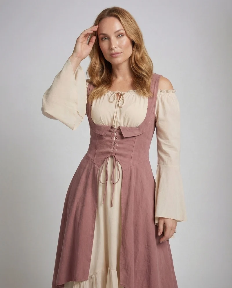 Damen Wickel-Palazzohose mit hohem Smockbund und fließender Überwurffront.