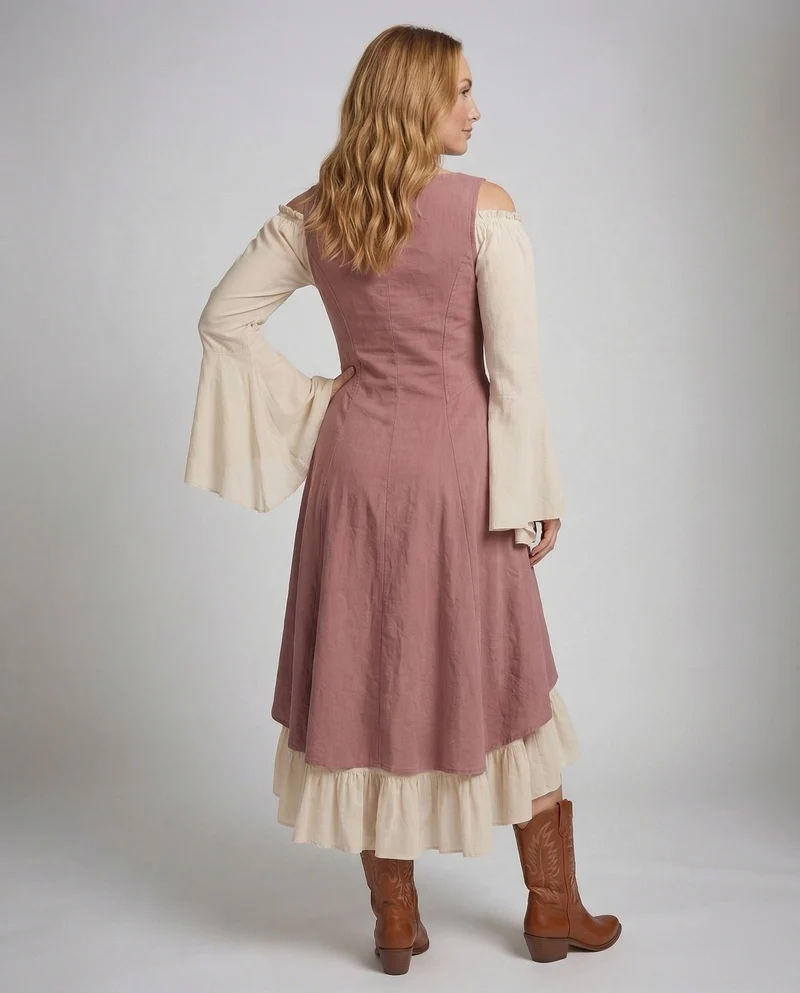 Damen Wickel-Palazzohose mit hohem Smockbund und fließender Überwurffront.
