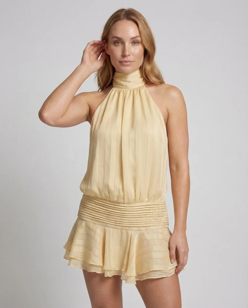 Damen Halstuch-Minikleid Plissée-Oberteil - Vittorelli