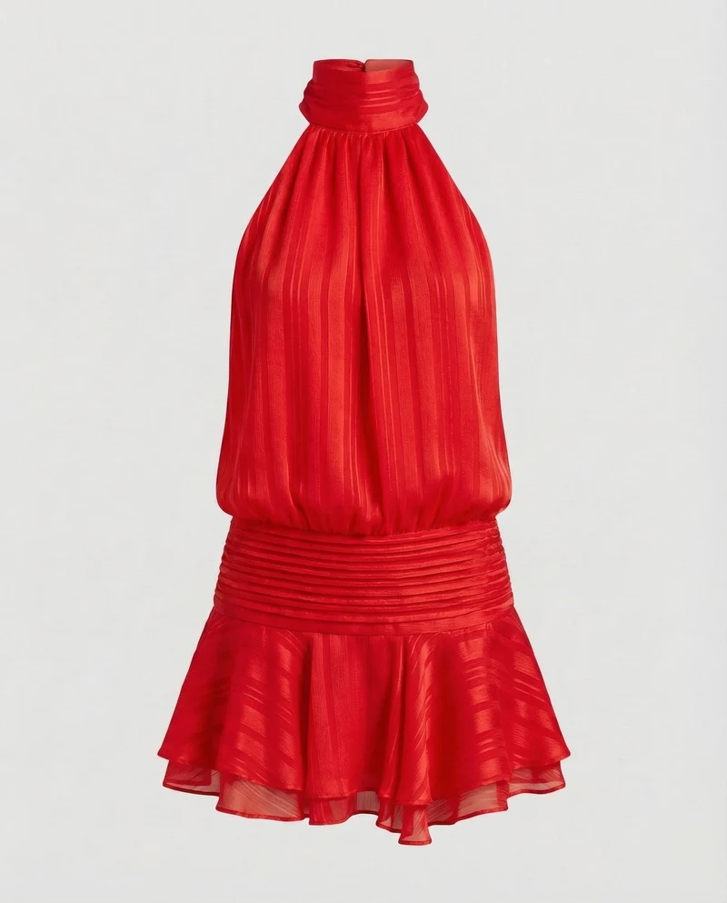 Damen Halstuch-Minikleid Plissée-Oberteil - Vittorelli