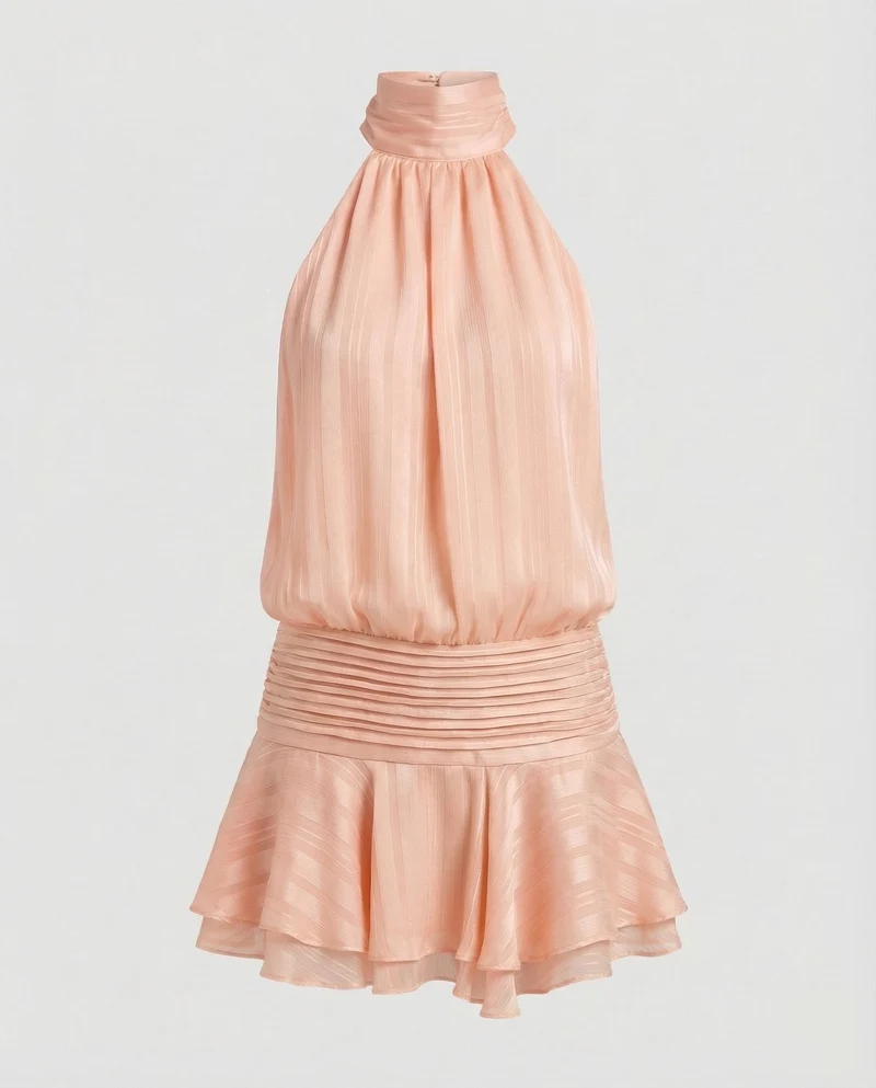Damen Halstuch-Minikleid Plissée-Oberteil - Vittorelli