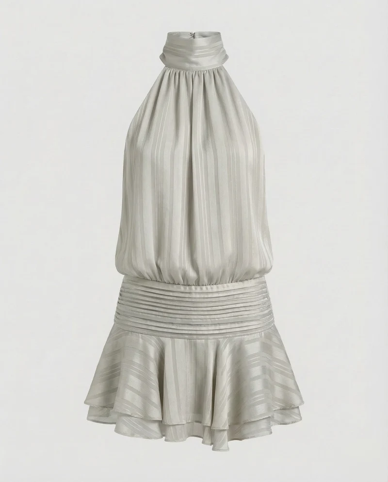 Damen Halstuch-Minikleid Plissée-Oberteil - Vittorelli