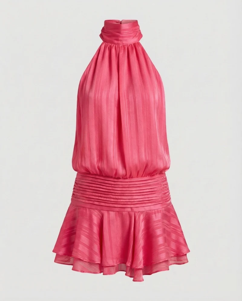 Damen Halstuch-Minikleid Plissée-Oberteil - Vittorelli