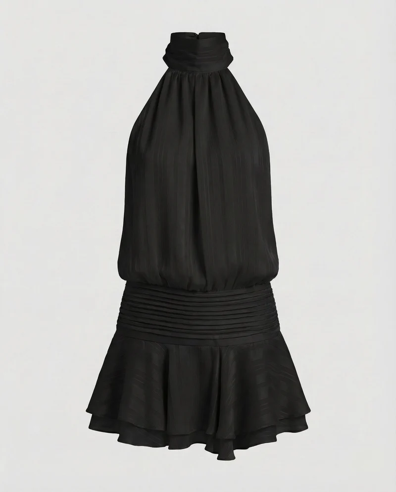 Damen Halstuch-Minikleid Plissée-Oberteil - Vittorelli
