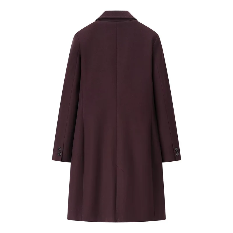 Damen Eleganter Longline-Wollmixmantel mit Reverskragen und Leistentaschen Nord Taschen