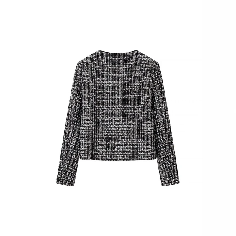 Damen Bouclé-Tweed-Jacke mit Zierknöpfen und kastiger Cropped-Silhouette Nord Taschen