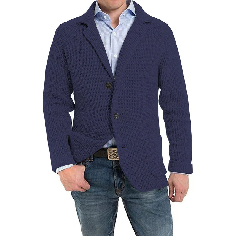 Herren Strukturstrick Sakko-Blazer mit aufgesetzten Taschen Nord Taschen