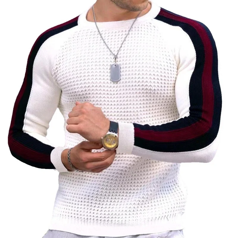 Herren Strukturstrick-Pullover mit Raglanärmeln und Kontraststreifen Nord Taschen