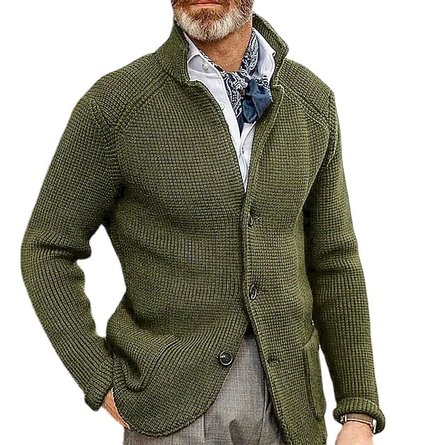 Herren Strickjacke mit Stehkragen und Strukturstrick Nord Taschen