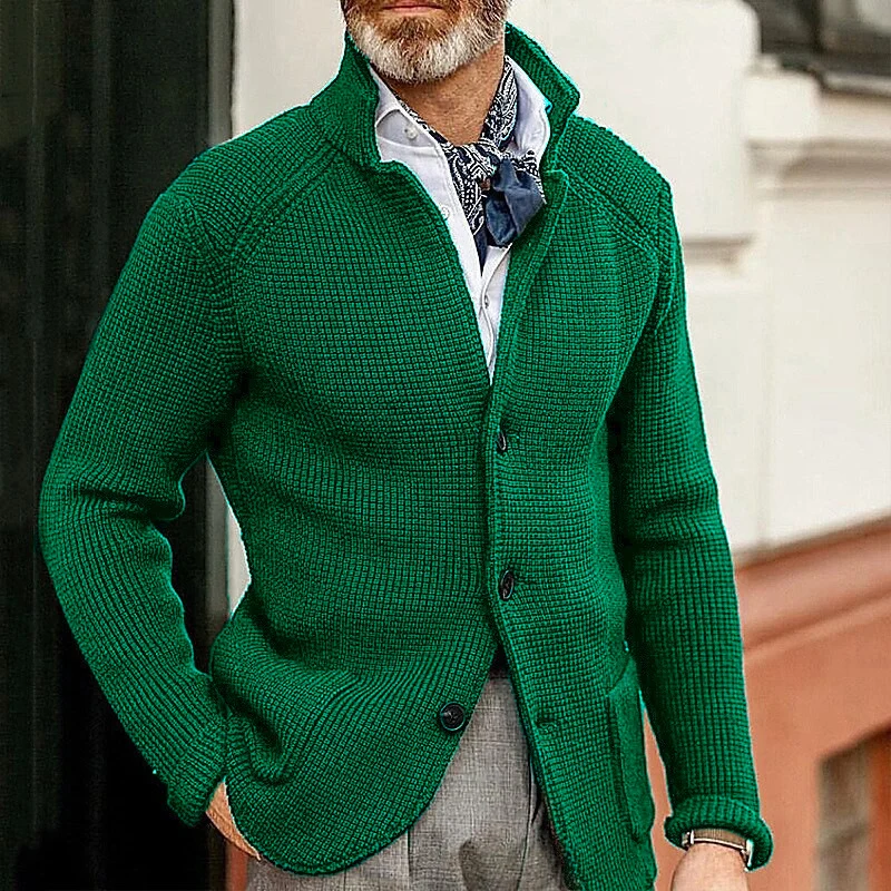 Herren Strickjacke mit Stehkragen und Strukturstrick Nord Taschen