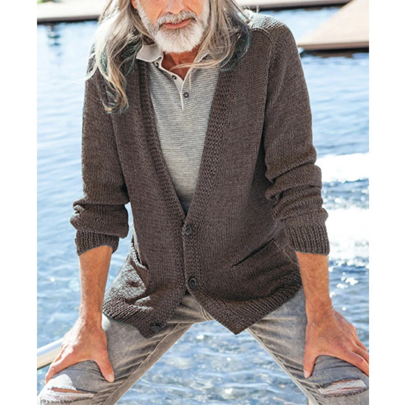 Herren Strickcardigan mit Kapuze und aufgesetzten Taschen Nord Taschen