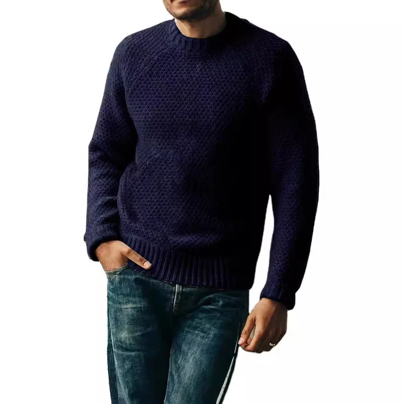 Herren Raglan-Strukturpullover mit Wabenstruktur und Rippbündchen Nord Taschen