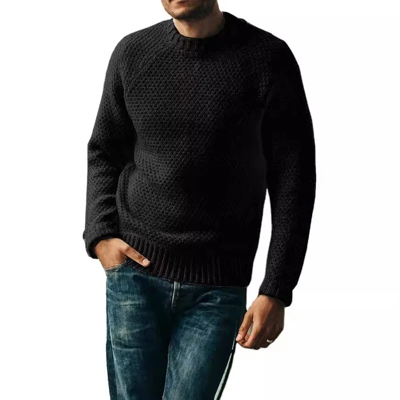 Herren Raglan-Strukturpullover mit Wabenstruktur und Rippbündchen Nord Taschen