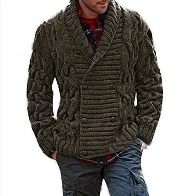Herren Grobstrick-Cardigan mit Schalkragen und Zopfmuster Nord Taschen