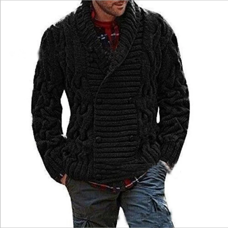 Herren Grobstrick-Cardigan mit Schalkragen und Zopfmuster Nord Taschen