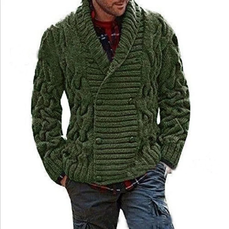 Herren Grobstrick-Cardigan mit Schalkragen und Zopfmuster Nord Taschen