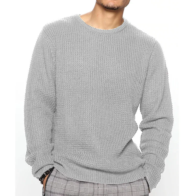 Herren Grobgestrickter Rundhals-Pullover mit Körbchenmuster und Relaxed-Fit Nord Taschen