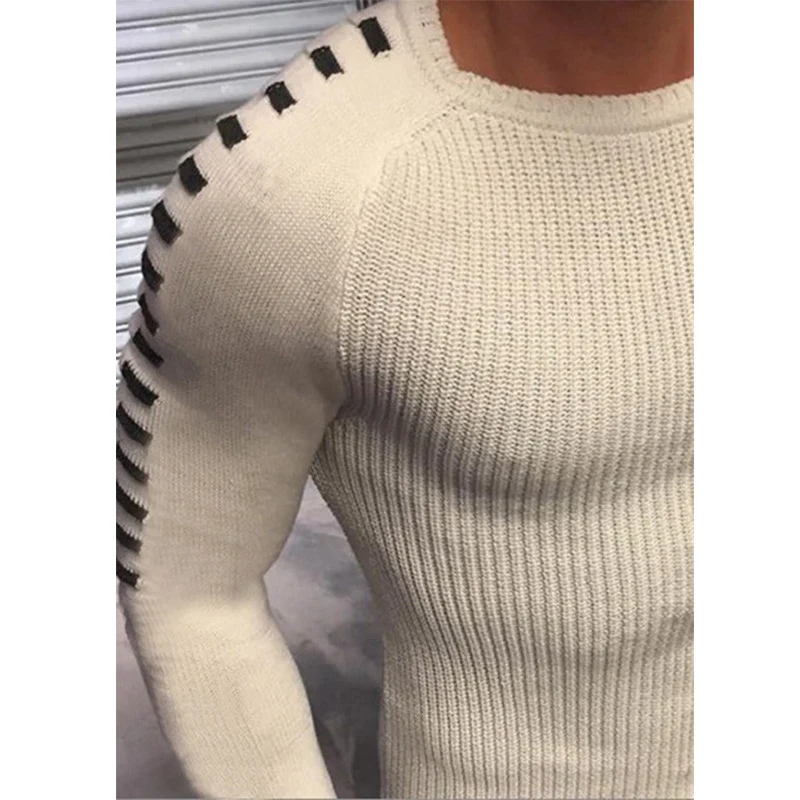 Herren Figurbetonter Rippstrick-Pullover mit Kontraststreifen an den Ärmeln Nord Taschen